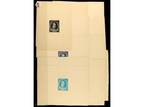 ESPAÑA. 1863-1867. Conjunto de 12 PRUEBAS de origen desconoc