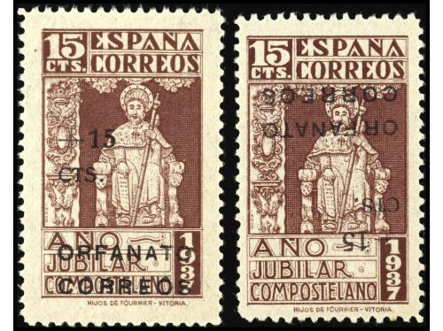 **/* ESPAÑA: BENEFICENCIA. Ed. NE33 y 33hi. 15 cts. Dos sell