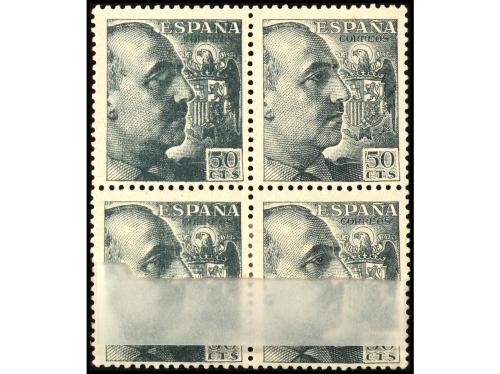 ** ESPAÑA. Ed. 1053x(4). 50 cts. gris en bloque de 4 con EMP