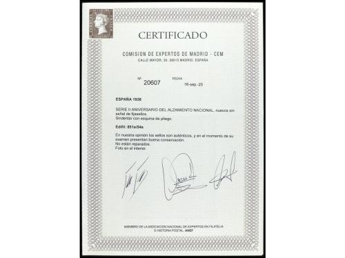 ** ESPAÑA. Ed. 851s/4s. SERIE COMPLETA SIN DENTAR con esquin