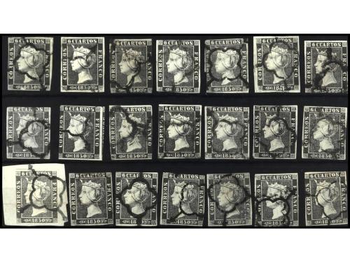 ° ESPAÑA. Ed. 1A(42). 6 cuartos negro Plancha II. 42 Sellos 