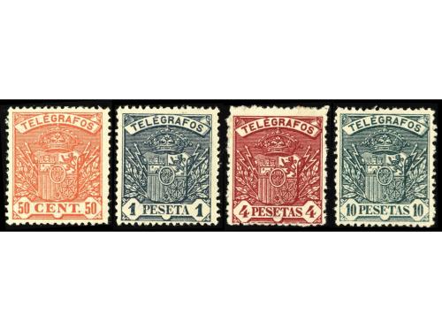 * ESPAÑA: TELEGRAFOS. Ed. 43N/6N. 50 cts., 1, 4 y 10 pts. co