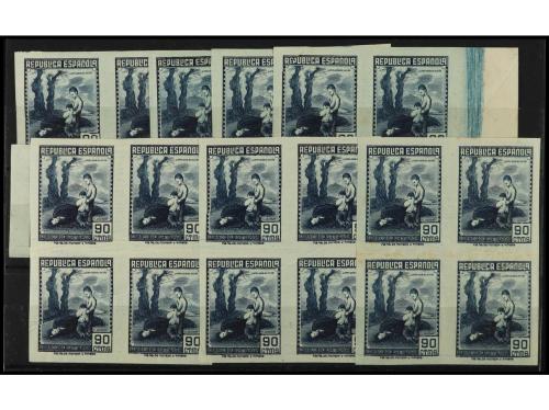 * ESPAÑA. Ed. NE54s(26). 90 cts. azul. 26 Sellos SIN DENTAR 