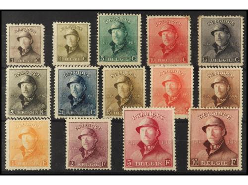 * BELGICA. Yv. 165/78. SERIE COMPLETA. El 10 c. y 15 c. adhe