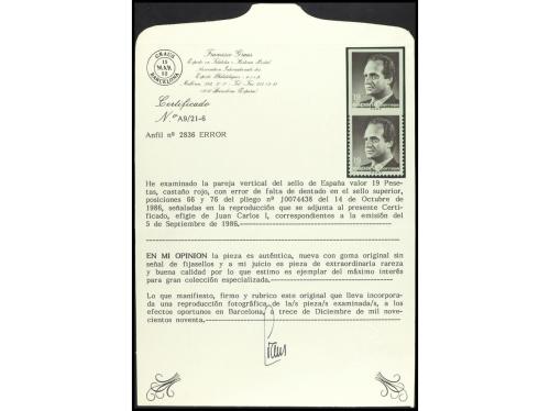 ** ESPAÑA. Ed. 2834s. JUAN CARLOS I. 19 pts. castaño rojo SI