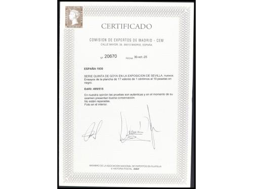 ESPAÑA. Ed. 499P/515P. Goya 1 cto. a 1 pta. más 1, 4 y 10 pt