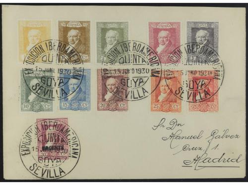 ✉ ESPAÑA. Ed. 499/508 + 516 y 513/5. Dos cartas: una de SEVI