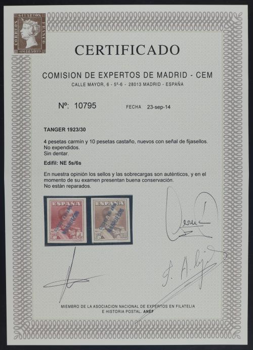 * COLONIAS ESPAÑOLAS: TANGER. Ed. NE5s/6s. 4 pts. y 10 pts. 