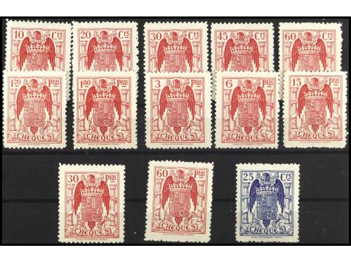 ESPAÑA: FISCALES. CHEQUES. SERIE COMPLETA de 13 valores (con