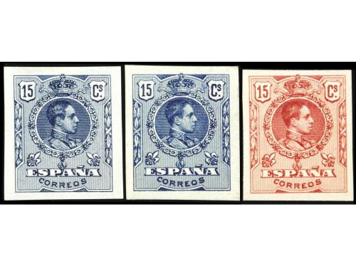 ESPAÑA. Ed. 270P. 15 cts. 3 PRUEBAS en cartulina porosa SIN 