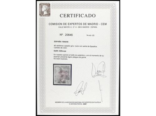 ** ESPAÑA. Ed. 925ccas. 40 cts. castaño gris SIN DENTAR. ERR