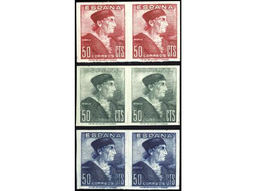 ** ESPAÑA. Ed. 1002ccs/ccbs. 50 cts. Los 3 COLORES CAMBIADOS