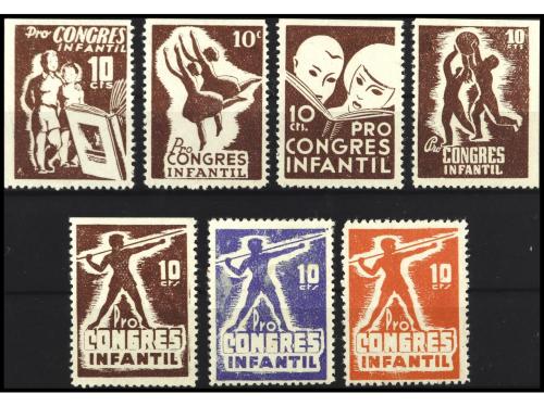 ESPAÑA GUERRA CIVIL. GG. 2471/5 marrones. CONGRESO INFANTIL.