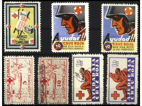 ESPAÑA GUERRA CIVIL. GG. 1635/62. CRUZ ROJA. Lote compuesto 