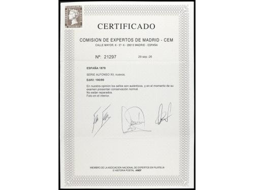 * ESPAÑA. Ed. 190/9. SERIE COMPLETA. Cert. CEM de los 10 sel