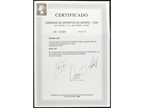 (**) ESPAÑA. Ed. 760. AÉREO + 5 pts. azul. Preciosa HB. pese