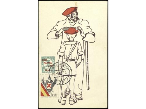 ESPAÑA GUERRA CIVIL. 2 TARJETAS CARLISTAS con sello patrióti