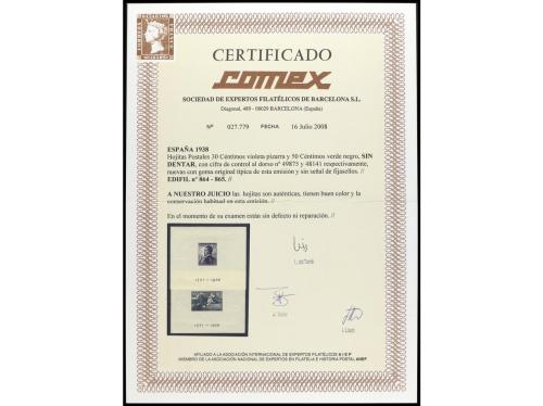 ** ESPAÑA. Ed. 864/5. 1 Juego de HB. SIN DENTAR. Cert. COMEX