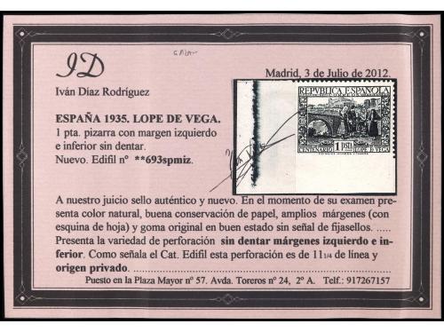 ** ESPAÑA. Ed. 693spmz y 693spmiz. 1 pta. pizarra. 2 Sellos,