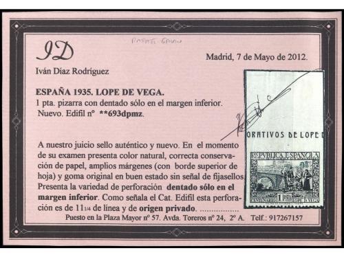 ** ESPAÑA. Ed. 693spmz y 693spmiz. 1 pta. pizarra. 2 Sellos,