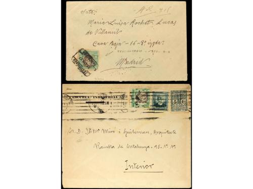 ✉ ESPAÑA: BENEFICENCIA. 1926-1935. Lote de 5 cartas y 1 tarj