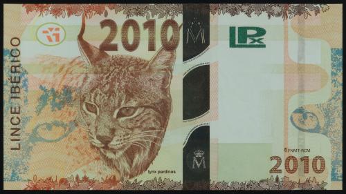 JUAN CARLOS I. Billete Demostración. Lince ibérico. 2010. Bi