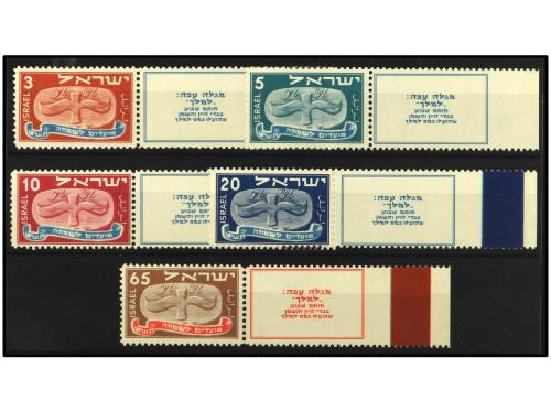 ** ISRAEL. Yv. 10/4. SERIE COMPLETA con TAB. MUY BONITA. Yve