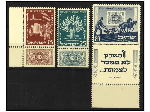 ** ISRAEL. Yv. 46/8. SERIE COMPLETA con TAB. PRECIOSA. Yvert