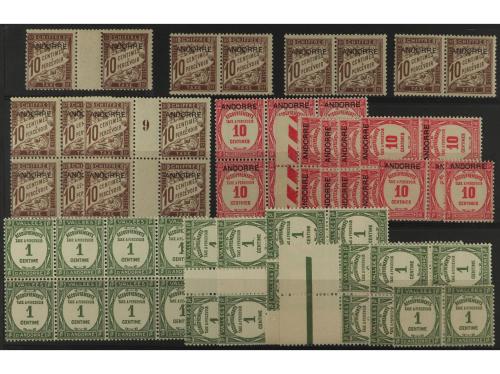 ** COLONIAS FRANCESAS. ANDORRA. TASAS. 2 Fichas grandes cont