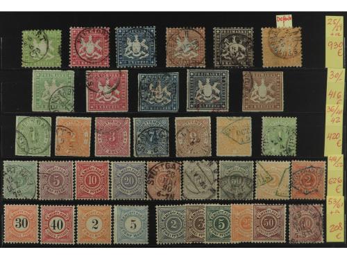 COLONIAS ALEMANAS. WURTEMBERG. 1859-1969. Colección de 49 se