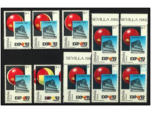 ** ESPAÑA. Ed. 2998dv/id. EXPO&#39;92. Lote de 18 sellos con VAR
