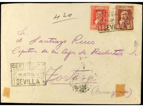 ✉ ESPAÑA. 3 Piezas: Carta circulada a TARRAGONA con sellos d