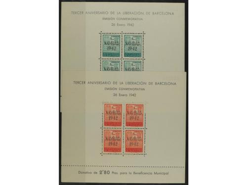 ESPAÑA: AYUNTAMIENTO DE BARCELONA. 1941-1945. Lote de 10 HB.