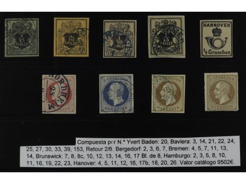 */(*)/° ALEMANIA ANTIGUOS ESTADOS. Pequeña colección en hoja