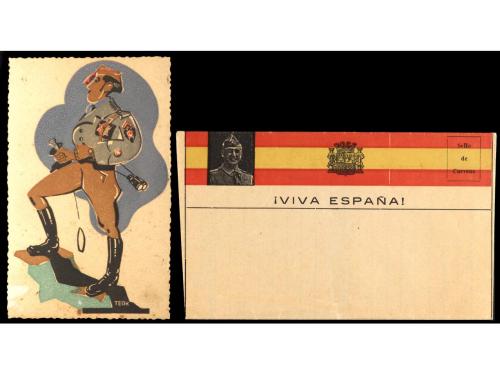 ✉ ESPAÑA GUERRA CIVIL. REQUETÉS Y FRANCO. Lote de 7 postales