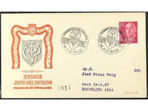 ESPAÑA. Ed. 1143... FRANCO. 5 S.P.D. con 9 sellos diferentes