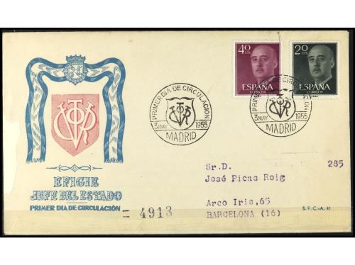 ESPAÑA. Ed. 1143... FRANCO. 5 S.P.D. con 9 sellos diferentes