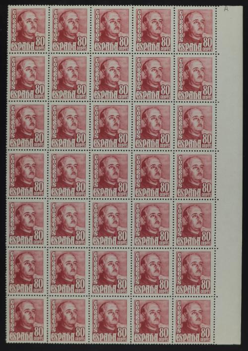 ** ESPAÑA. Ed. 1023(65). 80 cts. rosa carminado. 65 Sellos (