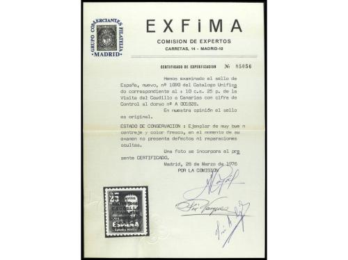 ** ESPAÑA. Ed. 1090. CAUDILLO A CANARIAS CON NÚMERO. Cert. E