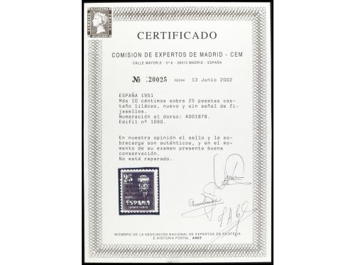 ** ESPAÑA. Ed. 1090. CAUDILLO A CANARIAS CON NÚMERO. Cert. C