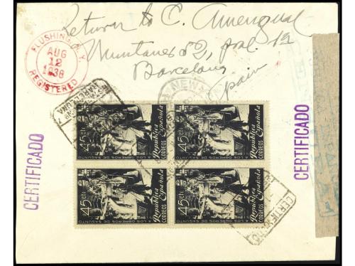 HISTORIA POSTAL. 1873-1952. Lote de 7 cartas y 3 grandes fra