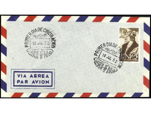 HISTORIA POSTAL. 1873-1952. Lote de 7 cartas y 3 grandes fra