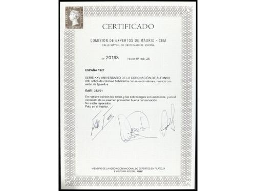 * ESPAÑA. Ed. 392/401. SERIE COMPLETA. Cert. CEM. PRECIOSA. 