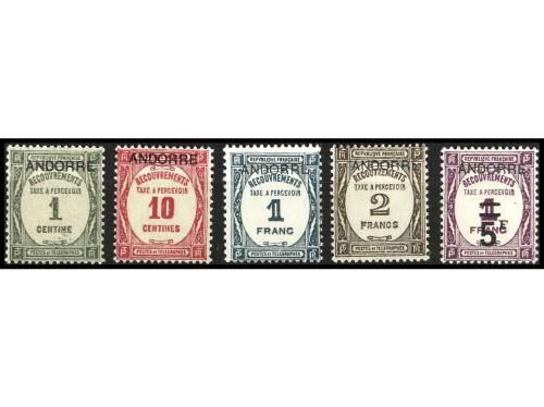 ** COLONIAS FRANCESAS. Yv. T.9, 10, 12, 14 y 15. ANDORRA. TA