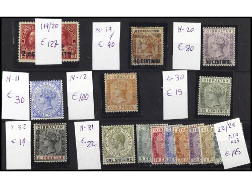 COLONIAS INGLESAS. CANADÁ Y GIBRALTAR. 2 Fichas con sellos d