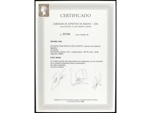 ** ESPAÑA. Ed. 864/5. Juego de HB. SIN DENTAR. Cert. CEM. PR