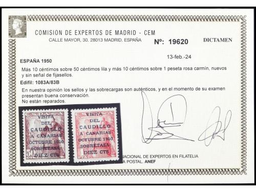 ** ESPAÑA. Ed. 1083A/B. CAUDILLO A CANARIAS. SERIE COMPLETA.