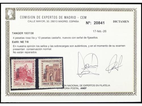 * COLONIAS ESPAÑOLAS: TANGER. Ed. NE7/. 4 pts. rosa lila y 1