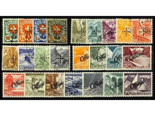 °/* SUIZA. 1910-1950. Fichas conteniendo series de Servicio: