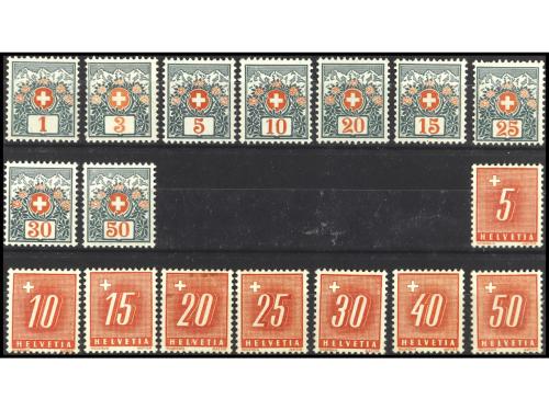 °/* SUIZA. 1910-1950. Fichas conteniendo series de Servicio: